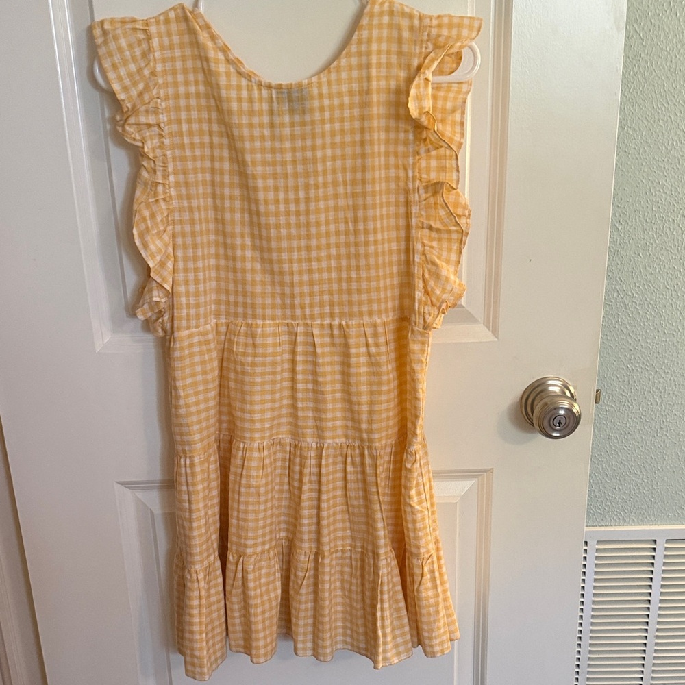 Yellow Gingham Ruffle Mini Dress - Picture 4 of 4